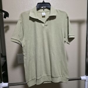 Zara Men's Sage Green Polo Shirt